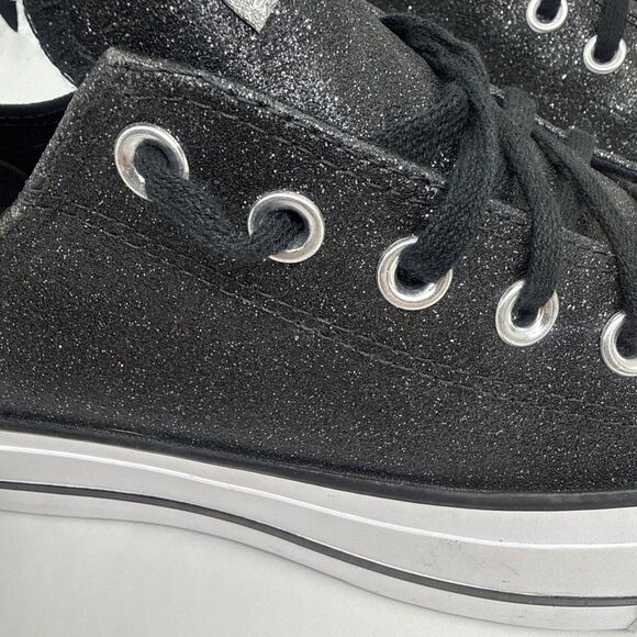 Converse CT  All Star OX Low Top Platform Black Glitter Sparkle Women's Size 7.5 - Picture 3 of 11